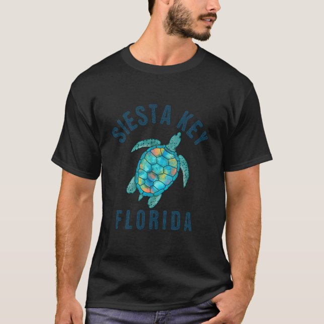 Siesta Key Fl Beach Havssköldpadda Illustration T Shirt (Framsida)