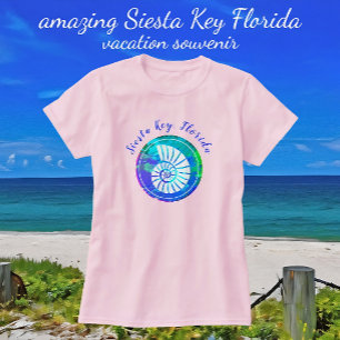 Siesta Key Florida Färgglatt Vackert Sjöskal T Shirt