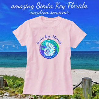 Siesta Key Florida Färgglatt Vackert Sjöskal T Shirt