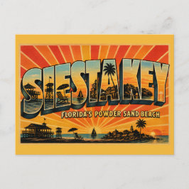 Siesta Key Florida Pulversandstrand Vintage Konst Vykort