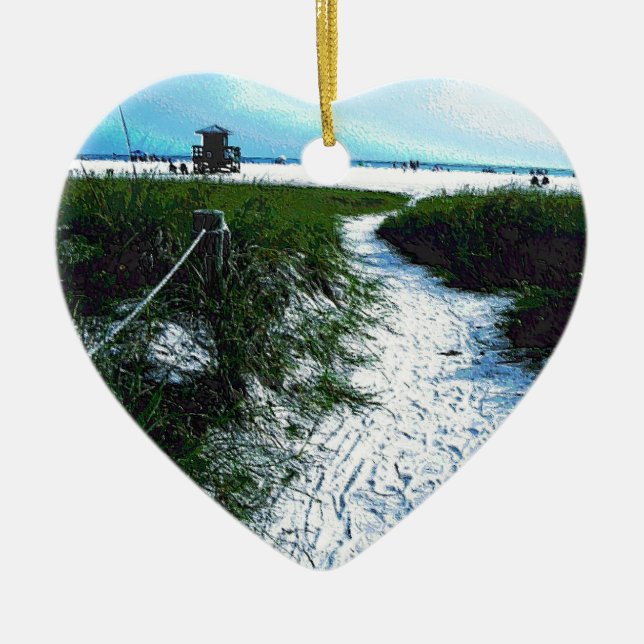 Siesta Keys Beach i mjuk plastfotografering Julgransprydnad Keramik (Framsidan)