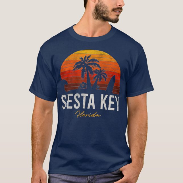 Siesta Nyckel Beach Florida FL Handflatan Vacation T Shirt (Framsida)