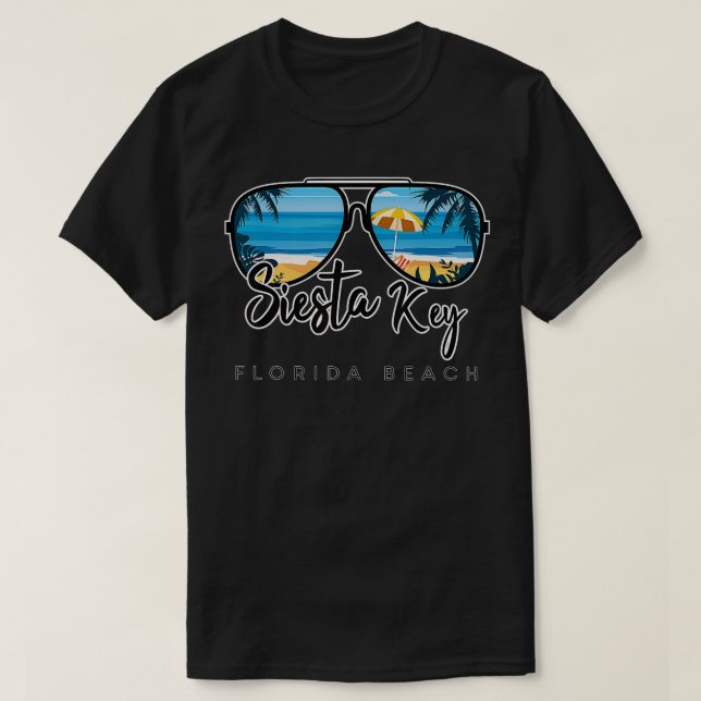 Siesta Nyckel Beach Florida Handflatan Träd Sungla T Shirt (Design framsida)