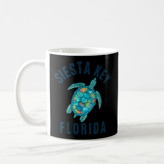 Siesta Nyckel Fl Beach Sea Turtle Illustration Kaffemugg (Vänster)