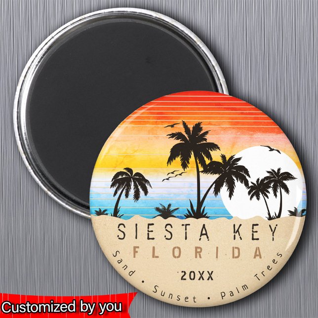 Siesta Nyckel Florida Beach Retro Sunset Souvenir  Magnet (Skapare uppladdad)