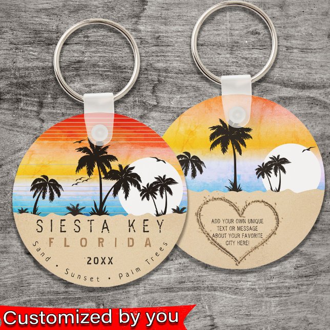 Siesta Nyckel Florida Beach Retro Sunset Souvenir  Nyckelring (Skapare uppladdad)