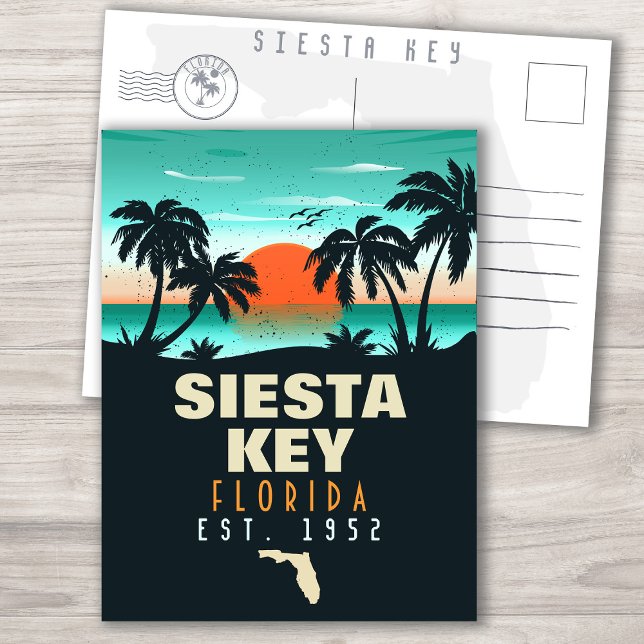 Siesta Nyckel Florida Beach Retro Sunset Souvenirs Vykort (Skapare uppladdad)