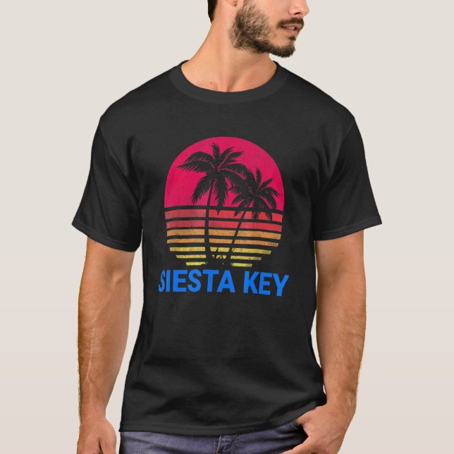 Siesta Nyckel Florida Beach Vacation Family Retro  T Shirt (Framsida)