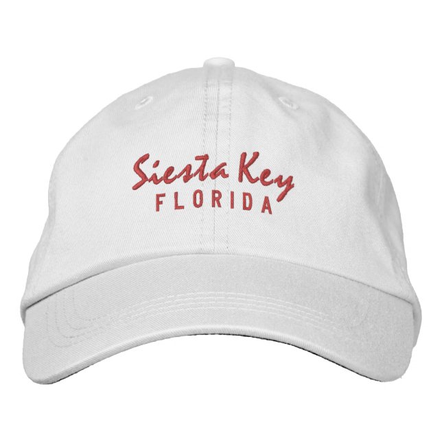 Siesta Nyckel Florida Embroired Baseball Hat Broderad Keps (Framsida)