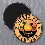 Siesta Nyckel Florida Handflatan Träd Beach Vintag Magnet<br><div class="desc">Siesta Nyckel Florida Design. Solnedgång med din favoritstrand och ditt favorithav i Florida,  lämpligt för stranden i USA älskare,  särskilt kärlek Siesta Nyckel Beach.</div>