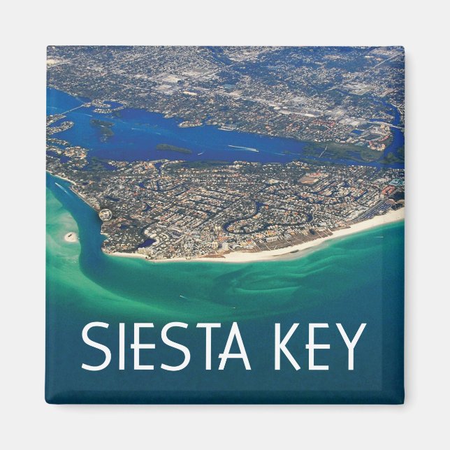 Siesta Nyckel Florida Island Aerial View Magnet (Framsidan)