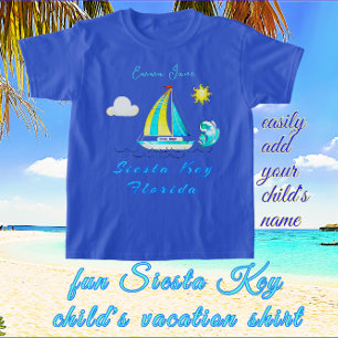 Siesta Nyckel, Florida Ocean Sailboat och Namn T Shirt