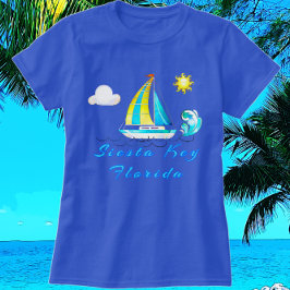 Siesta Nyckel Florida Ocean Vågar och segelbåt T Shirt