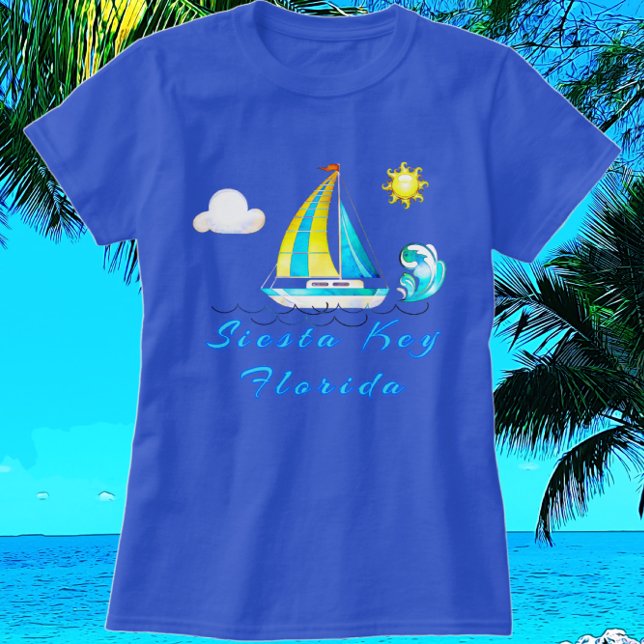Siesta Nyckel Florida Ocean Vågar och segelbåt T Shirt (Skapare uppladdad)