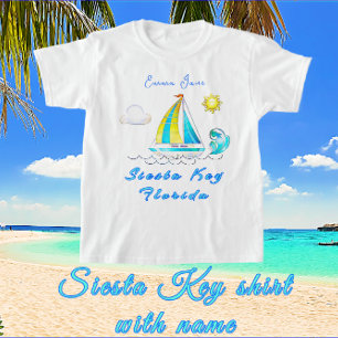 Siesta Nyckel, Florida Sailboat Sol och Namn T Shirt