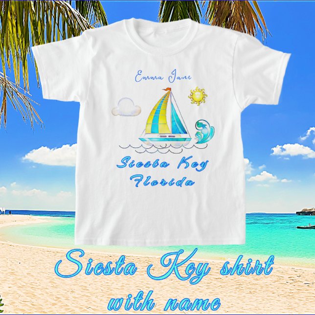 Siesta Nyckel, Florida Sailboat Sol och Namn T Shirt (Skapare uppladdad)