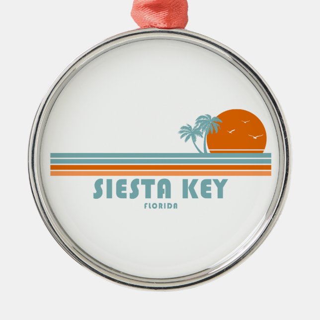 Siesta Nyckel Florida Sol Handflatan Träd Julgransprydnad Metall (Framsidan)