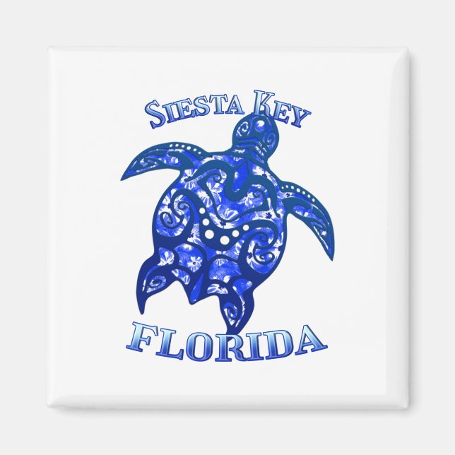 Siesta Nyckel Florida Vacation Tribal Turtle Magnet (Framsidan)