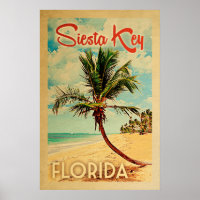 Siesta Nyckel Poster Florida Vintage Handflatan Tr