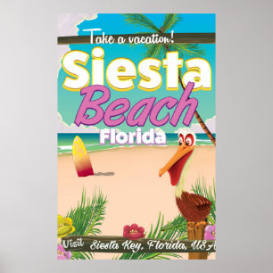 Siesta strandflorida vintage resor poster