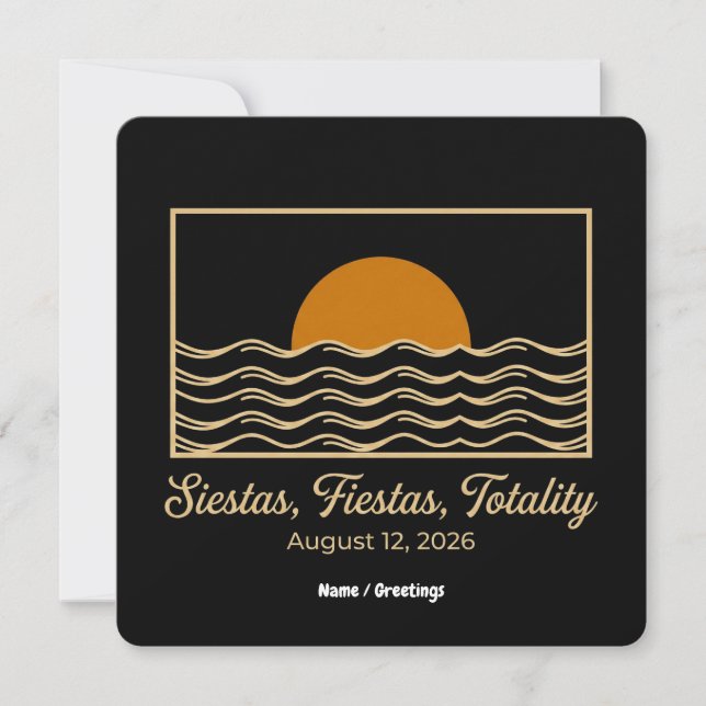 Siestas Fiestas Totality Spanien Solförmörkelse 20 Inbjudningar (Framsida)