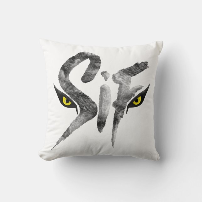 Sif, Underbar Grått Varg Typografi Kudde (Framsida)