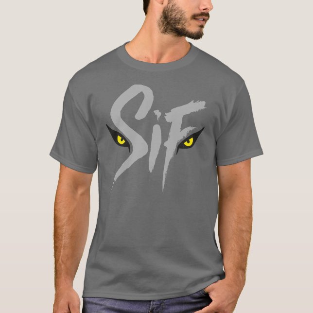 Sif, Underbar Grått Varg Typografi T-shirt (Framsida)