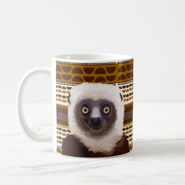Sifaka Lemur Madagascar Wildlife Kaffemugg (Vänster)