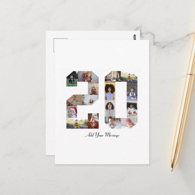 Siffer 20 Foto Collage Vykort (Fram/Back In Situ)