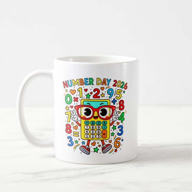 Sifferdag 2026 Uggle Räknare Matematik Design Kaffemugg (Vänster)