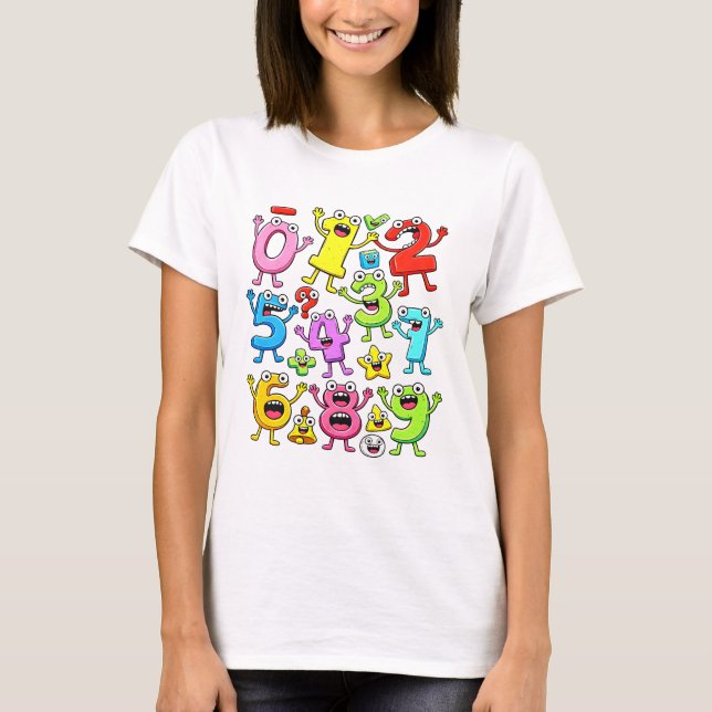 Sifferdag Rolig Tecknad Siffror Matematik T Shirt (Framsida)