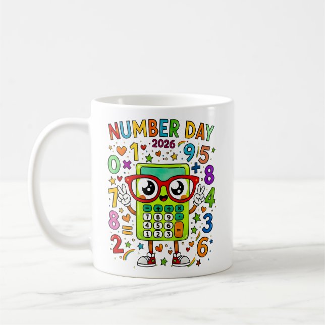 Sifferdagen 2026 Söt matte-kalkylator-mugg Kaffemugg (Vänster)