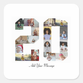 Sifferfoto Collage 20 Fyrkantigt Klistermärke