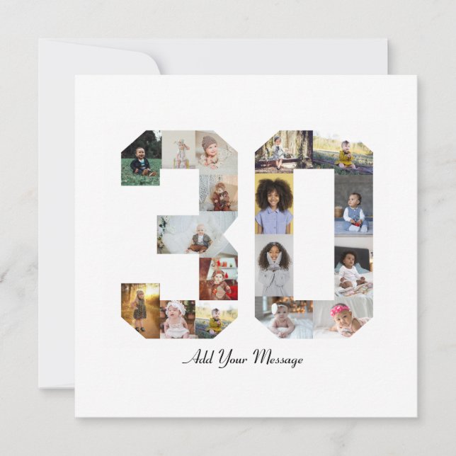 Sifferkollage 30 Foto Kort (Framsida)