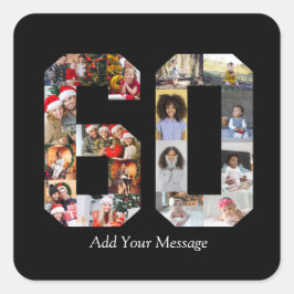 Sifferkollage 60 Foto Fyrkantigt Klistermärke