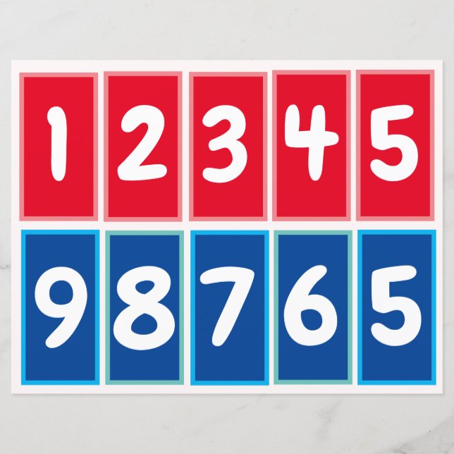 Siffror 1 till 9 för att öva par av tiotal (Framsida)