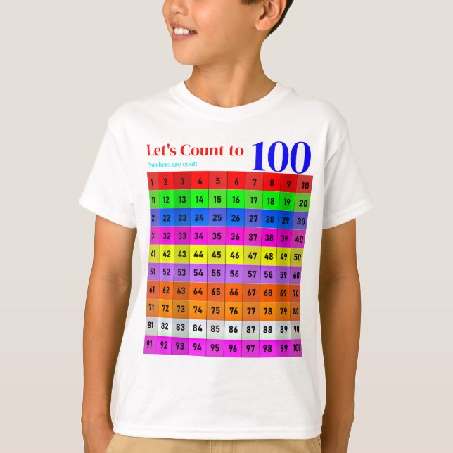 Siffror är Coola, 1-100 Tal Diagram Kids T-Shirt (Framsida)