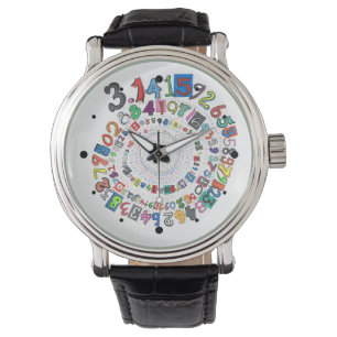 Siffror av Pi bildar en färgrik spiral Armbandsur