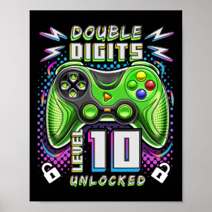 Siffror Nivå 10 Upplåst Videospel 10-årsdag Poster