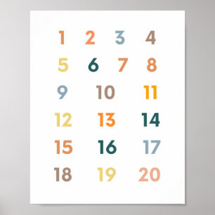 Siffror Pedagogisk Nursery Dekoration Poster