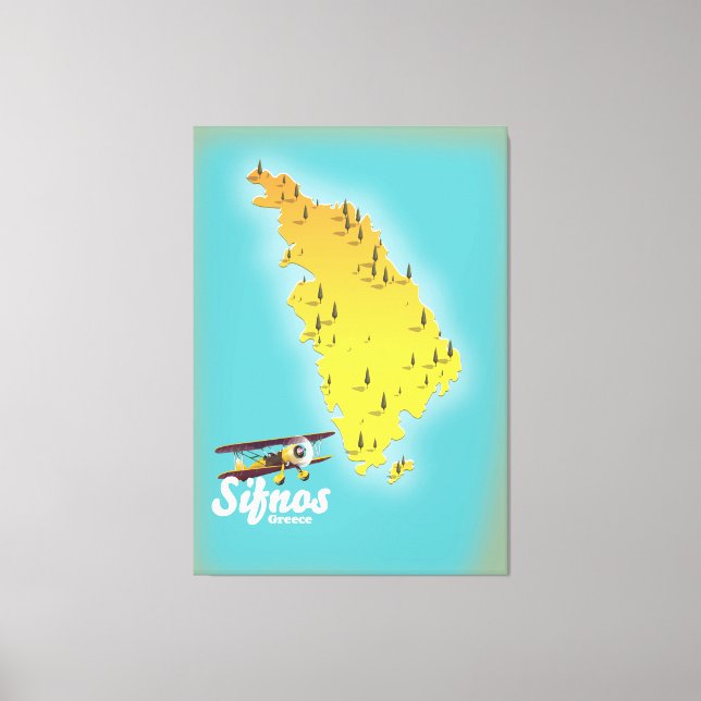 Sifnos Grekland retro karta Canvastryck (Framsida)