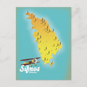 Sifnos Grekland retro karta Vykort