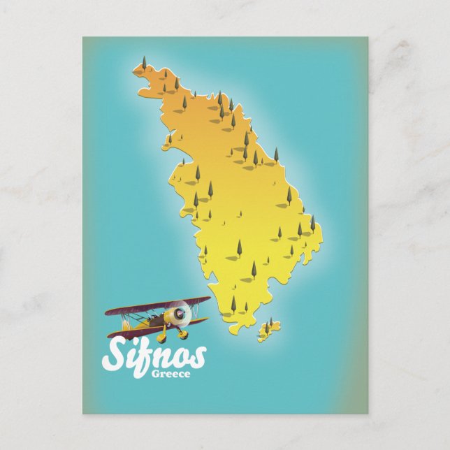 Sifnos Grekland retro karta Vykort (Framsida)