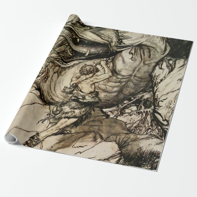 “Sigfried dödar Fafner” av Arthur Rackham Presentpapper (Utrullad)