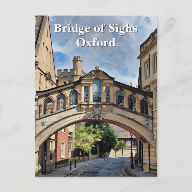 Sigh Bridge i Oxford Akryl Målning Vykort (Framsida)