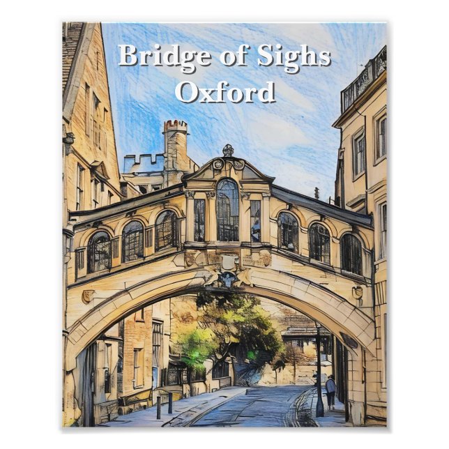 Sighs-bron i Oxford Pencil Sketch Fototryck (Framsidan)