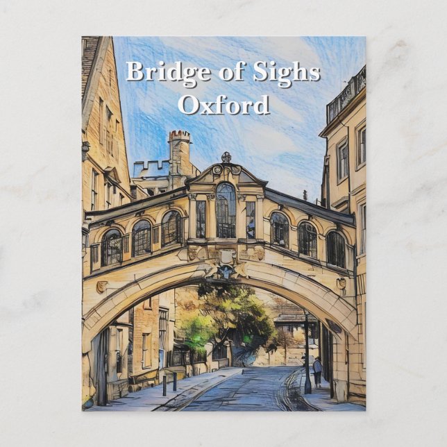 Sighs-bron i Oxford Pencil Sketch Vykort (Framsida)