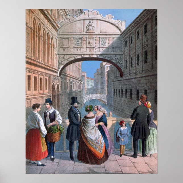 Sighs-bron, Venedig, graverad av Brizeghel Poster (Framsidan)