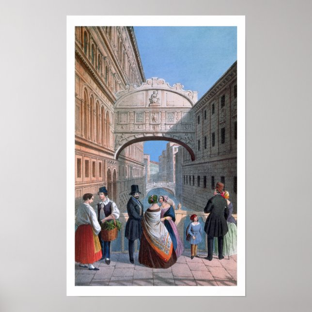 Sighs-bron, Venedig, graverad av Brizeghel Poster (Framsidan)