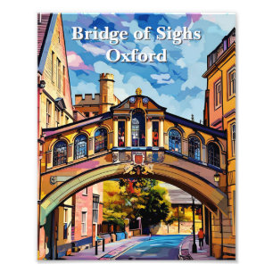 Sighs-brygga i Oxford Gouache Painting Fototryck